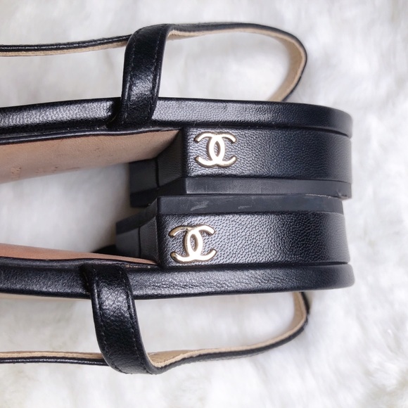 ❤️SOLD❤️CHANEL Classic Slingbacks CC Black 35C - Picture 7 of 11